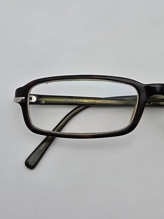 Prada VPR 02F 5AY-1O1 Havana on Crystal Olive Rectangular Eyeglasses Frame Italy main image 10